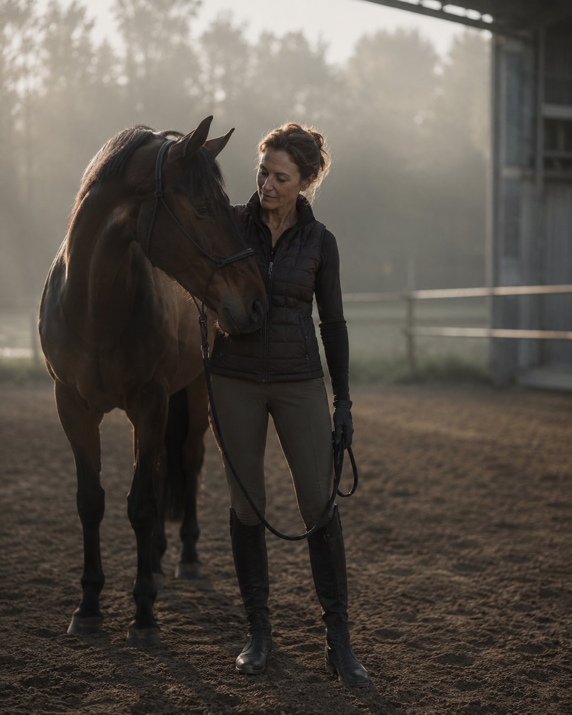 Reiterin und Pferd in ruhiger Verbindung – Nervensystem und Haltung beim Reiten